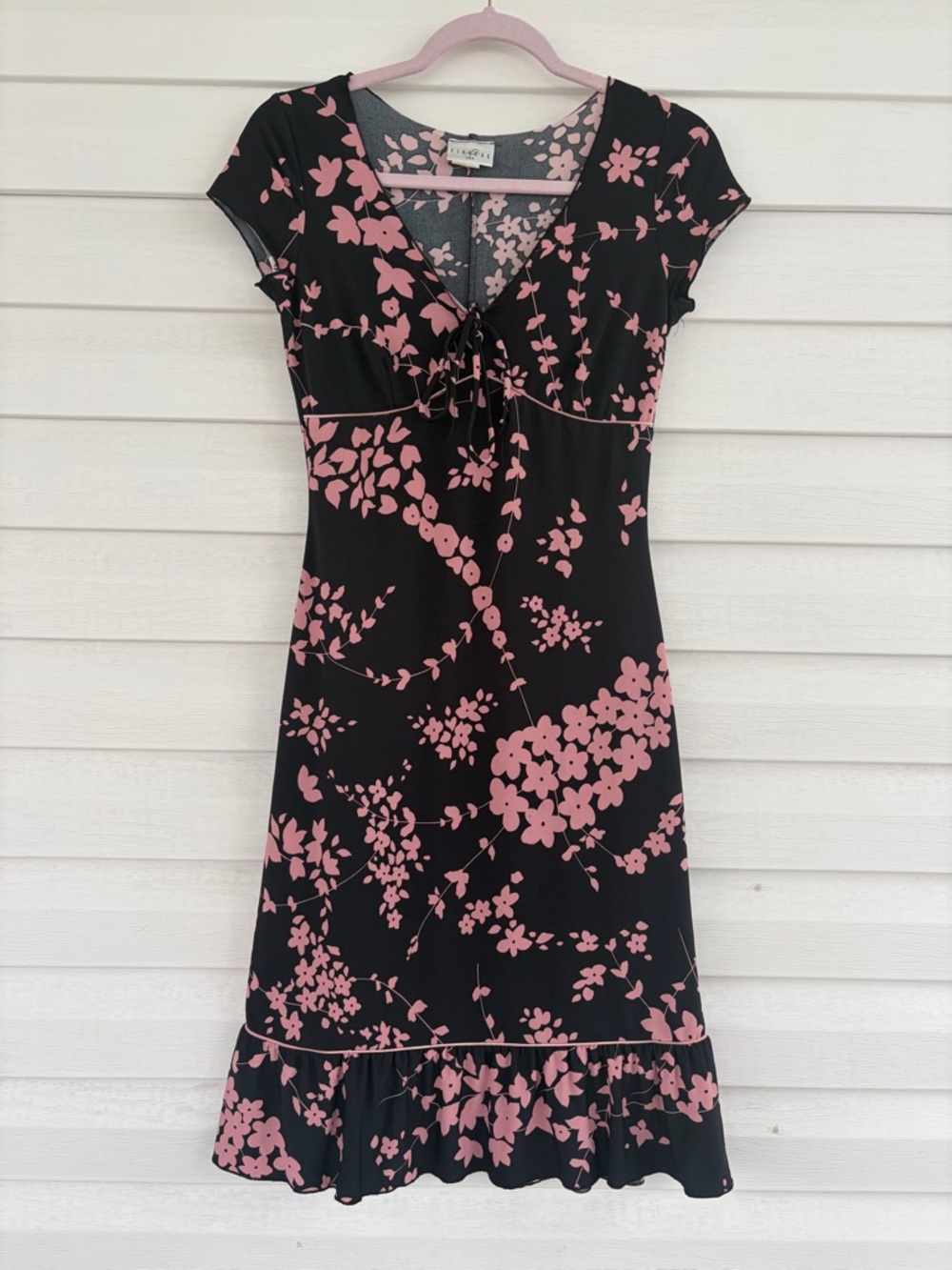 Finesse Y2K Floral Mini Dress Black Pink Vintage Inspired Bodycon Dress Retro
